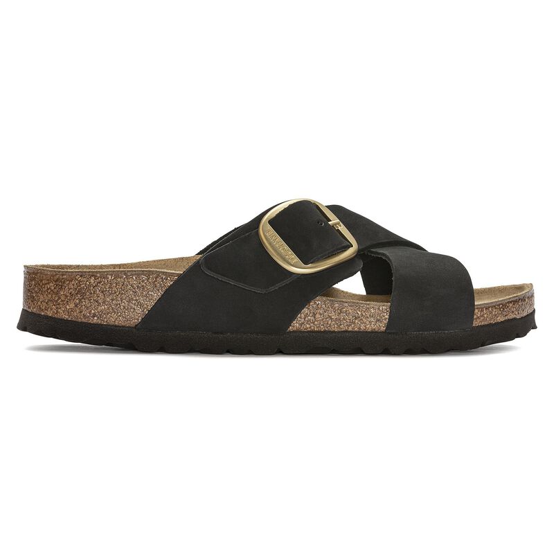 BIRKENSTOCK Siena Big Buckle Nubuck Leather Black Contour Sole detail