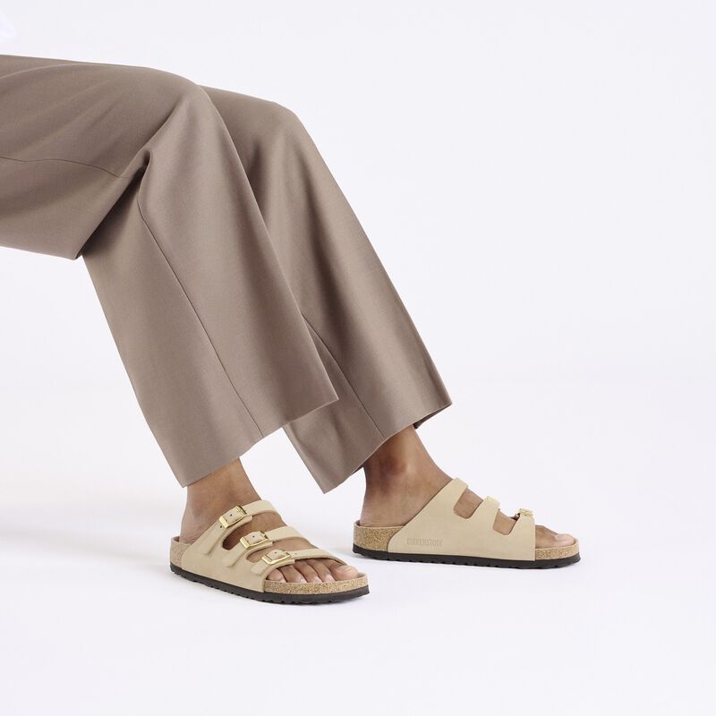 BIRKENSTOCK Florida Fresh Nubuck Leather Sandcastle Classic Fit detail