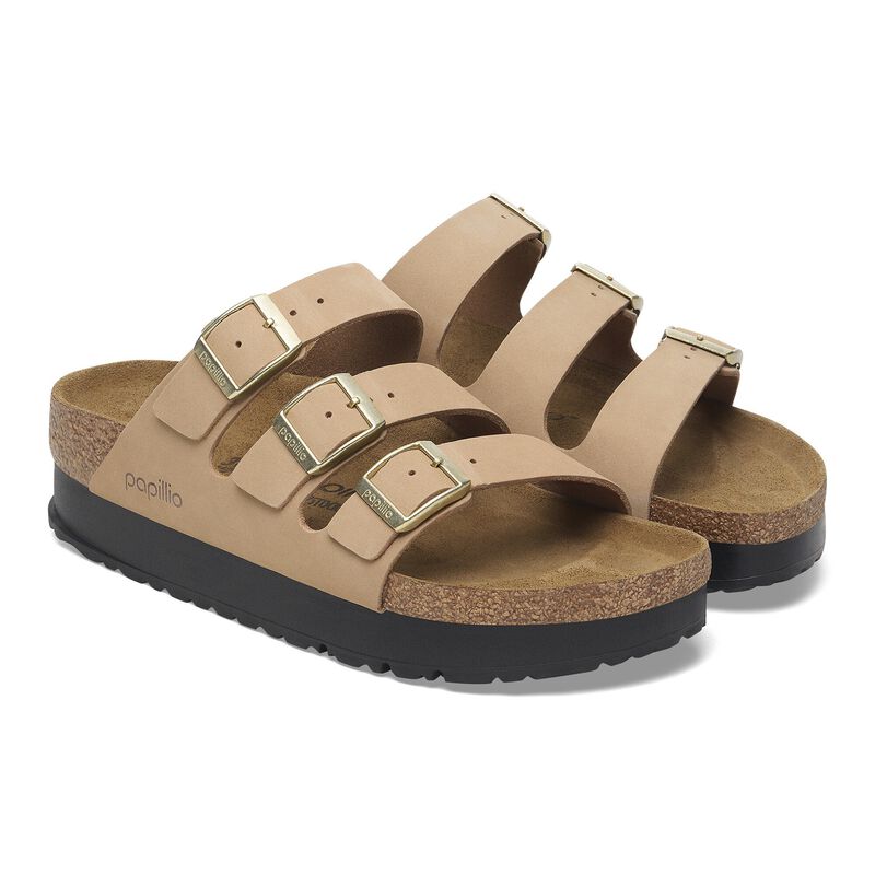 BIRKENSTOCK Florida Flex Platform Nubuck Leather Sandcastle Daily Comfort detail