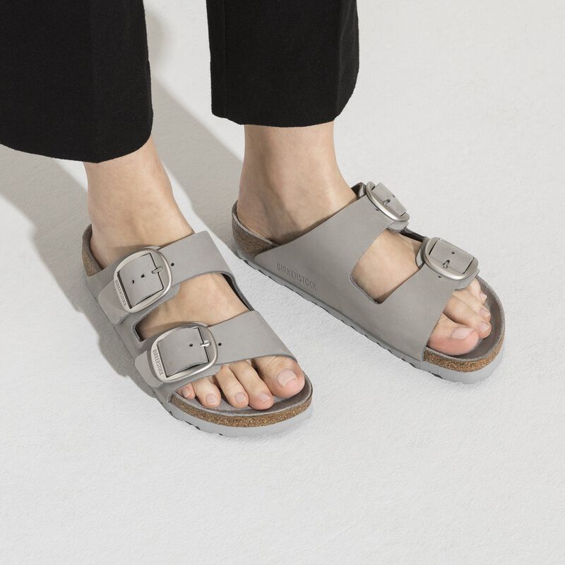BIRKENSTOCK Arizona Big Buckle Natural Leather Nubuck Dove Gray City Comfort detail