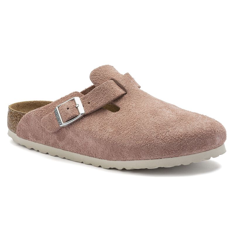 BIRKENSTOCK Boston Soft Footbed Suede Leather Concrete Gray City Comfort detail