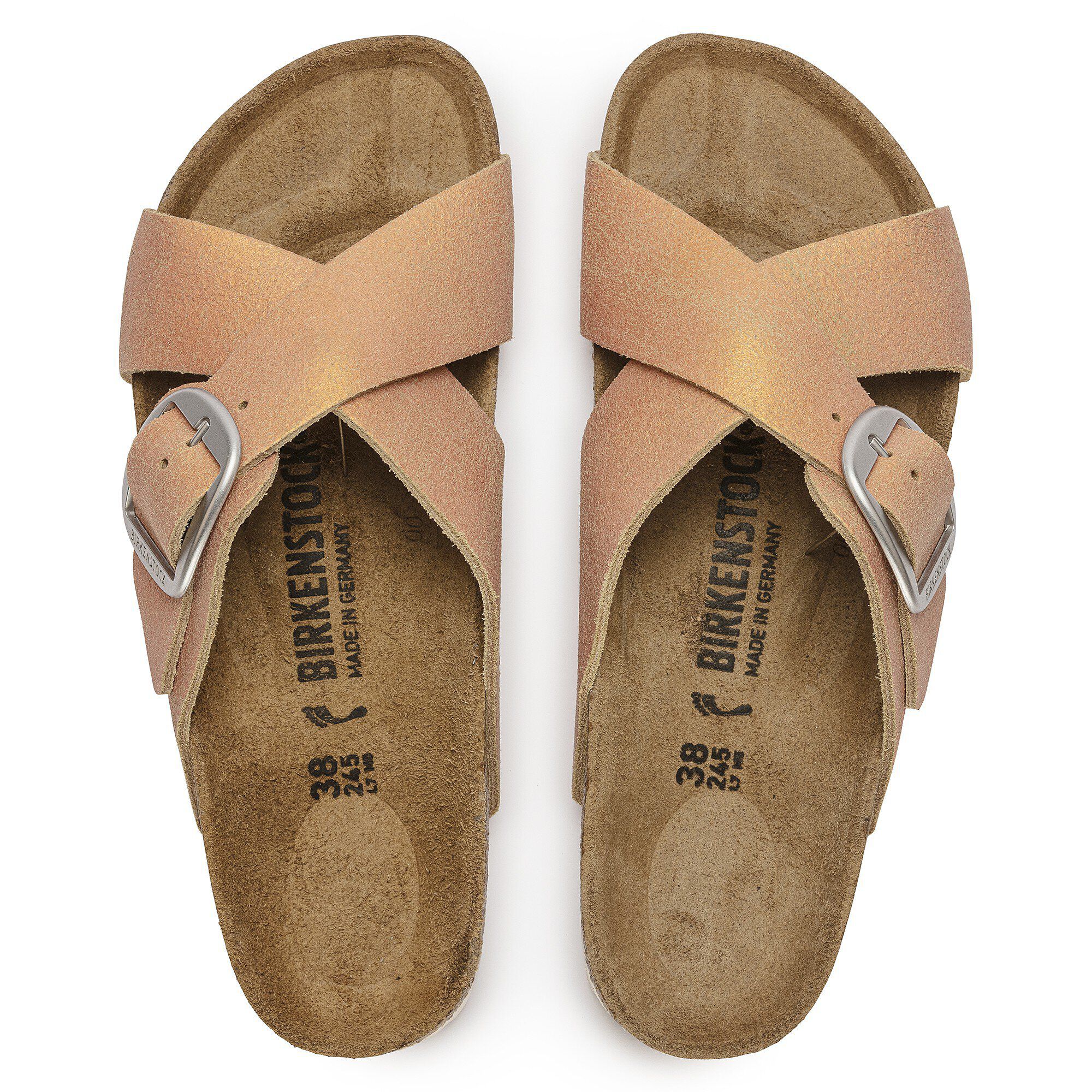 Siena Big Buckle Suede Leather in Color Washed Metallic Copper