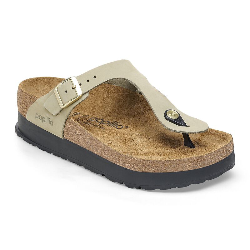 BIRKENSTOCK Gizeh Flex Platform Nubuck Leather Baby Blue Walk Edit detail