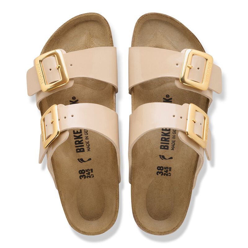 BIRKENSTOCK Sydney Cushion Buckle Birko-Flor Patent Patent Sand Trail Easy detail