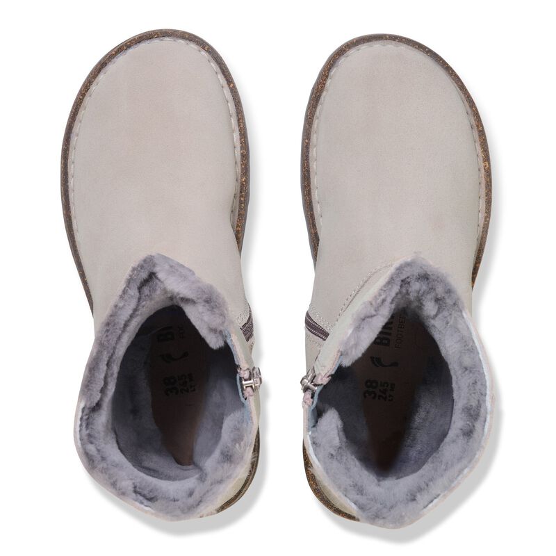 BIRKENSTOCK Uppsala Zip Shearling Suede Leather Stone Coin City Comfort detail