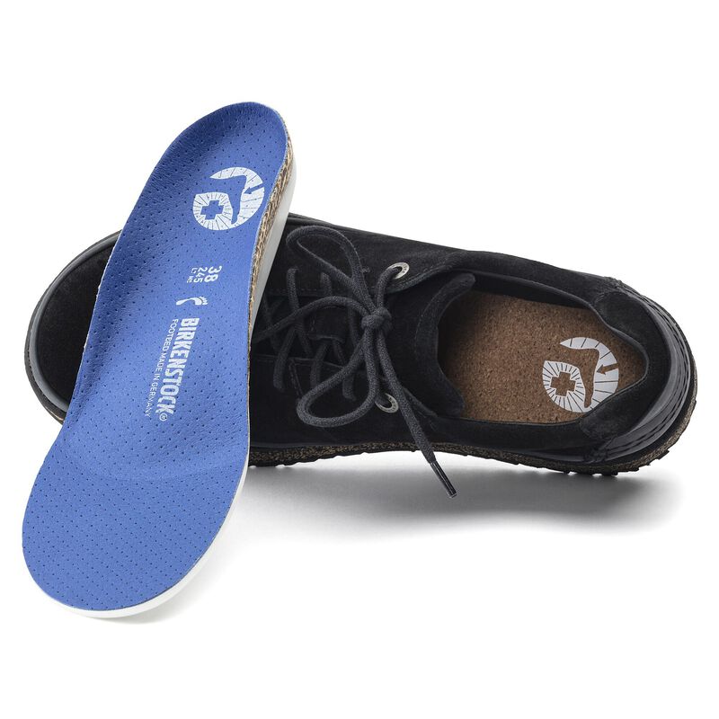 BIRKENSTOCK Honnef Low Suede Leather Black Soft Footbed detail