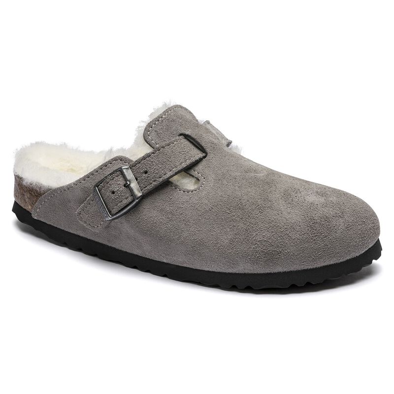 BIRKENSTOCK Boston Shearling Suede Leather Stone Coin Walk Edit detail