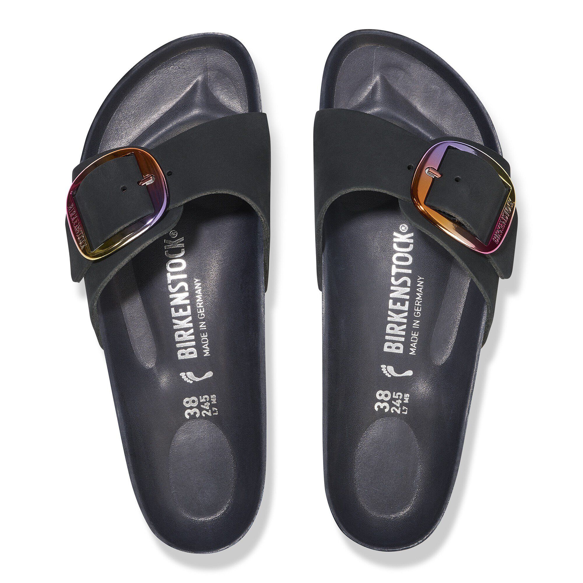 Madrid Big Buckle Nubuck Leather in Color Black | BIRKENSTOCK US