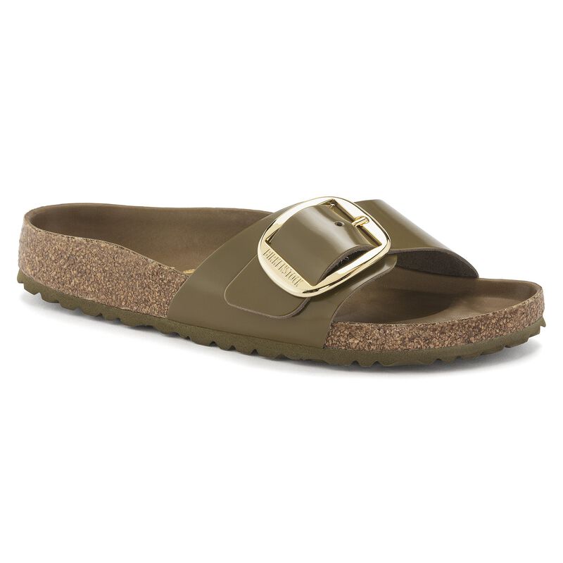 BIRKENSTOCK Madrid Big Buckle Natural Leather Patent High Shine Black Trail Easy detail