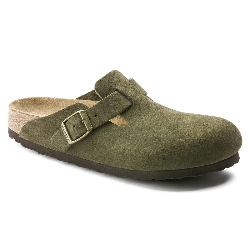 BIRKENSTOCK Boston Soft Footbed Suede Leather Black Soft Sole detail
