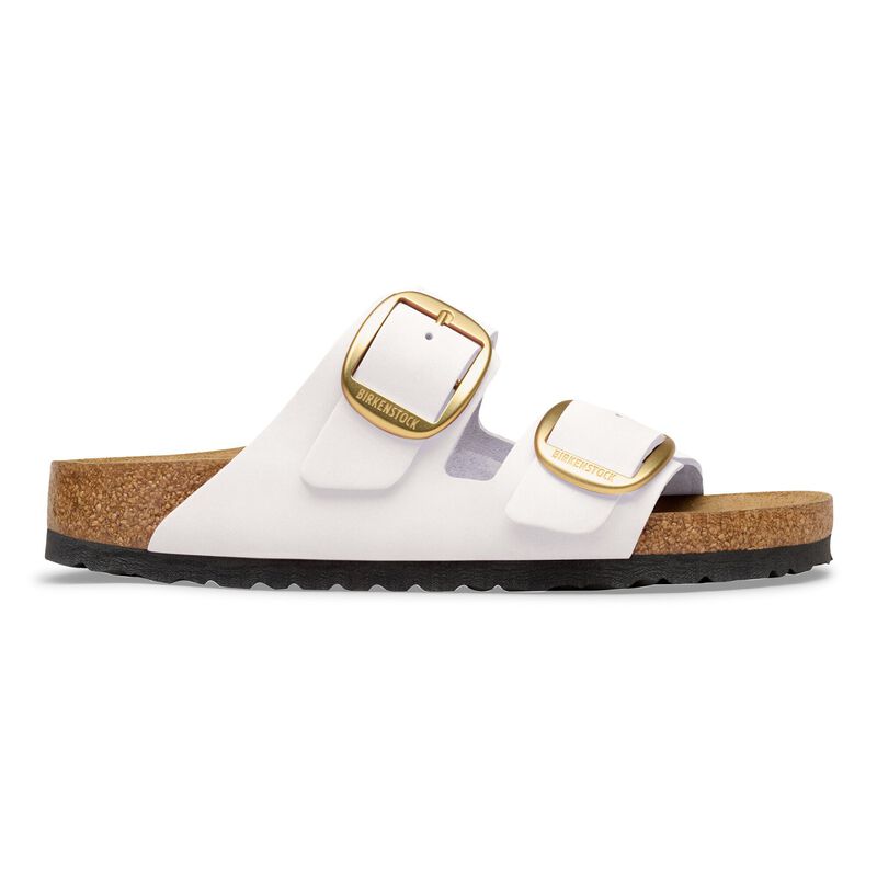 BIRKENSTOCK Arizona Big Buckle Nubuck Leather Antique White Soft Footbed detail