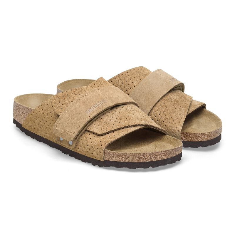 BIRKENSTOCK Kyoto Suede Leather Embossed New Beige Trail Easy detail