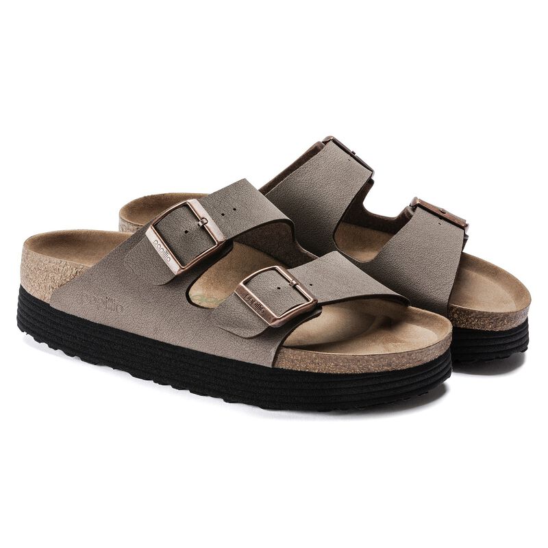 BIRKENSTOCK Arizona Platform Vegan Birko-Flor Nubuck Mocha Classic Fit detail