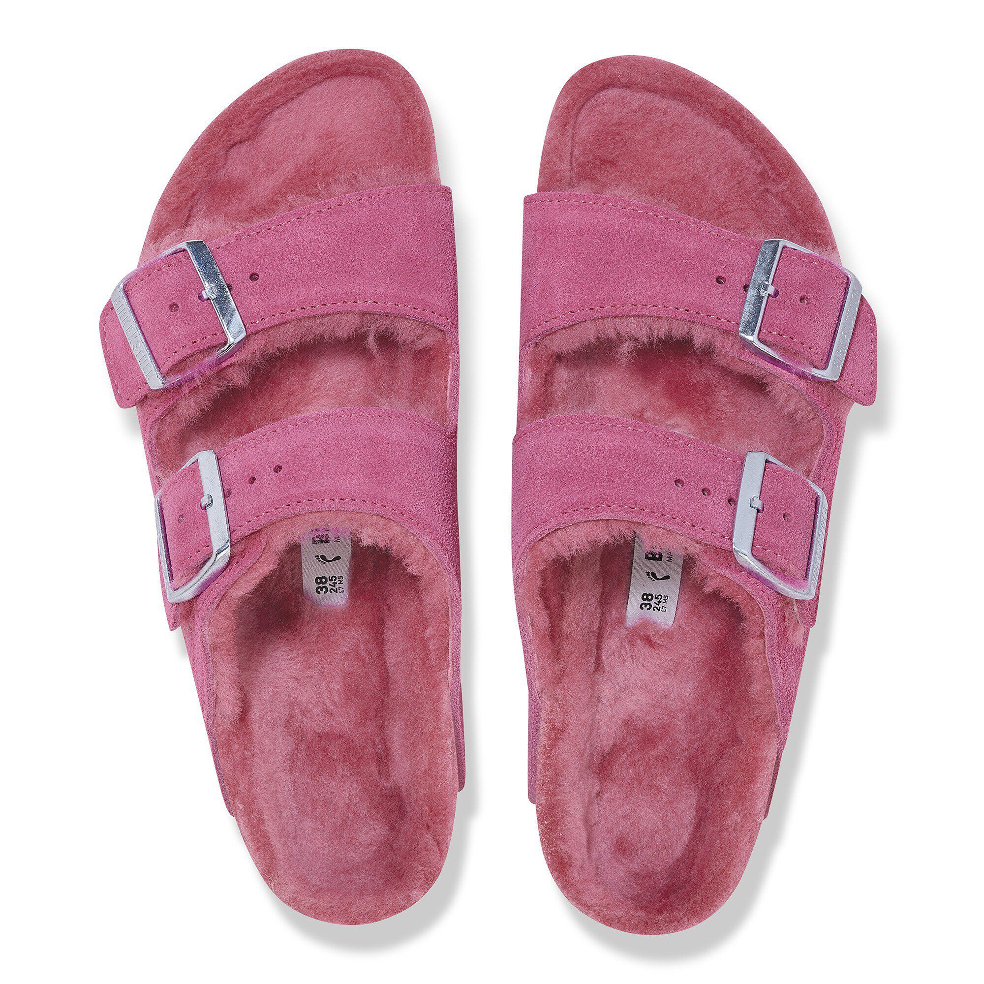 Arizona Shearling Suede Leather in Color Fuchsia Tulip