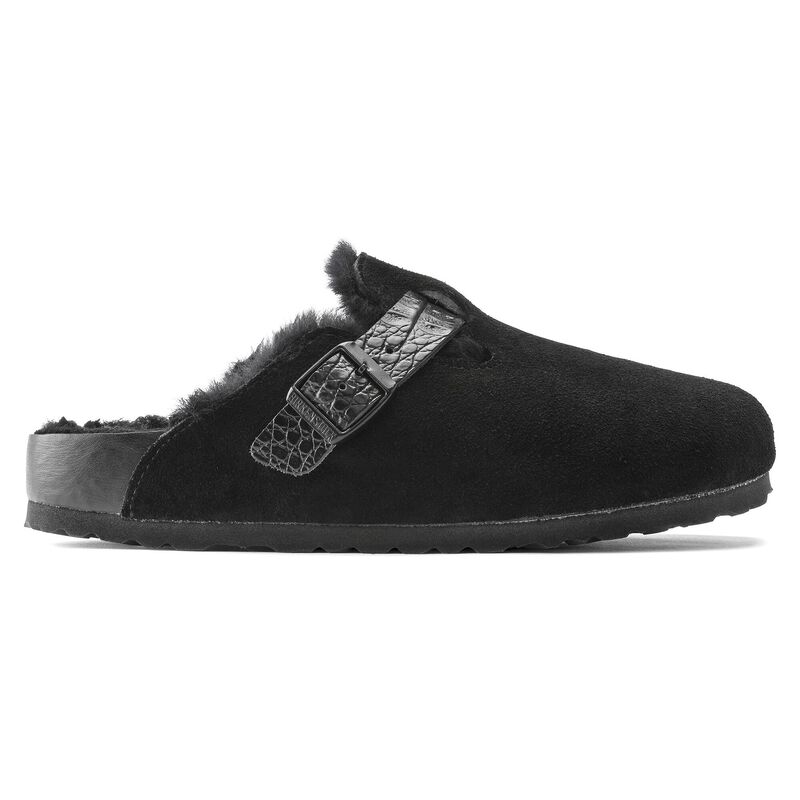 BIRKENSTOCK Boston Shearling Suede Leather Black Walk Edit detail