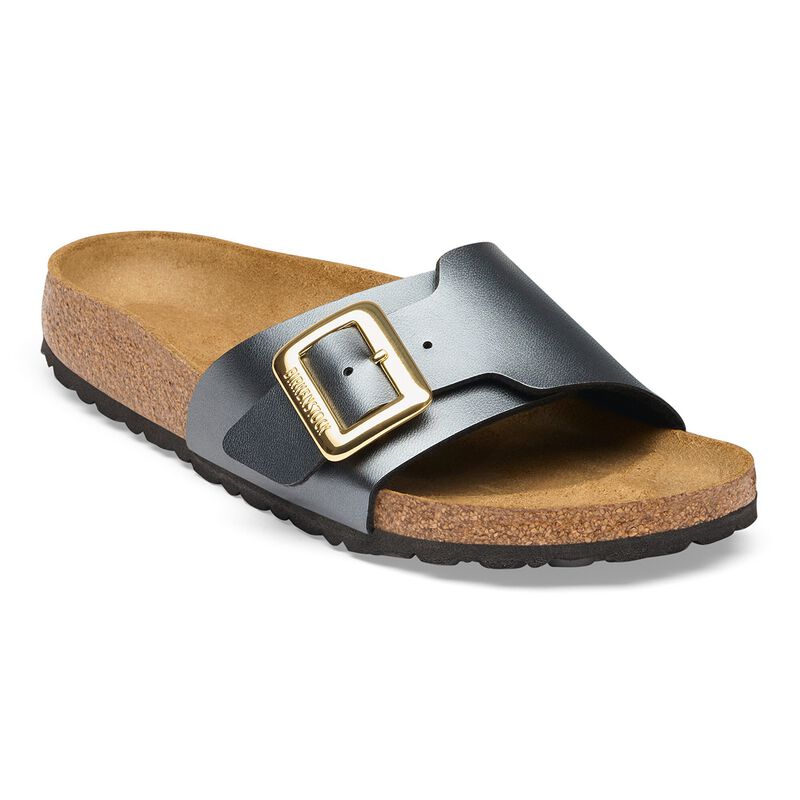 BIRKENSTOCK Catalina Cushion Buckle Birko-Flor Metallic Black Soft Footbed detail