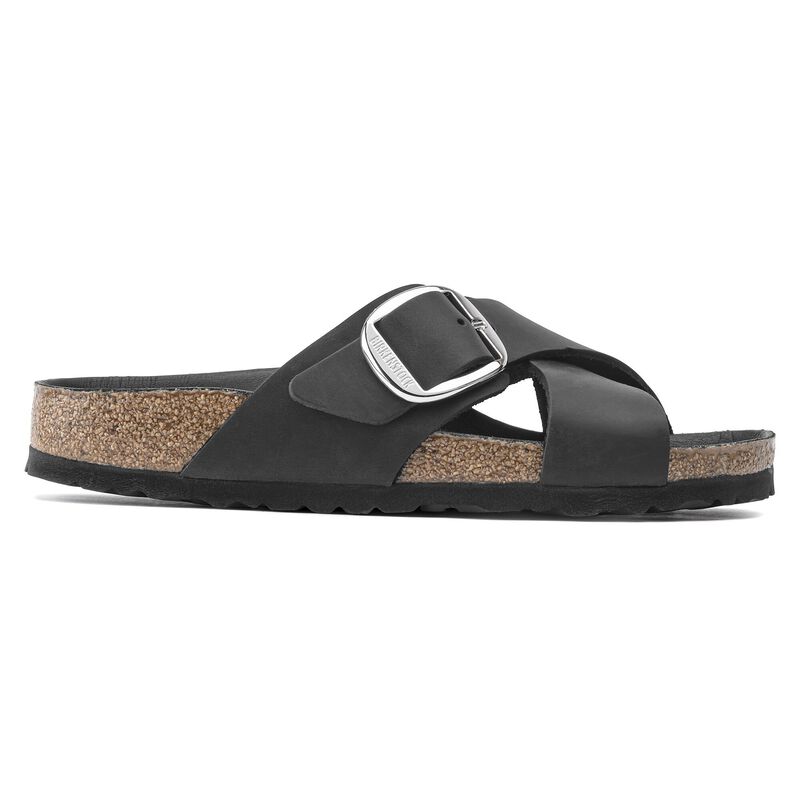 BIRKENSTOCK Siena Big Buckle Natural Leather Oiled Black Daily Comfort detail