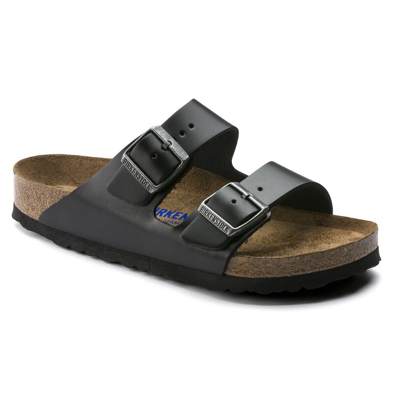 BIRKENSTOCK Arizona Soft Footbed Waxy Leather Amalfi Black Soft Sole detail
