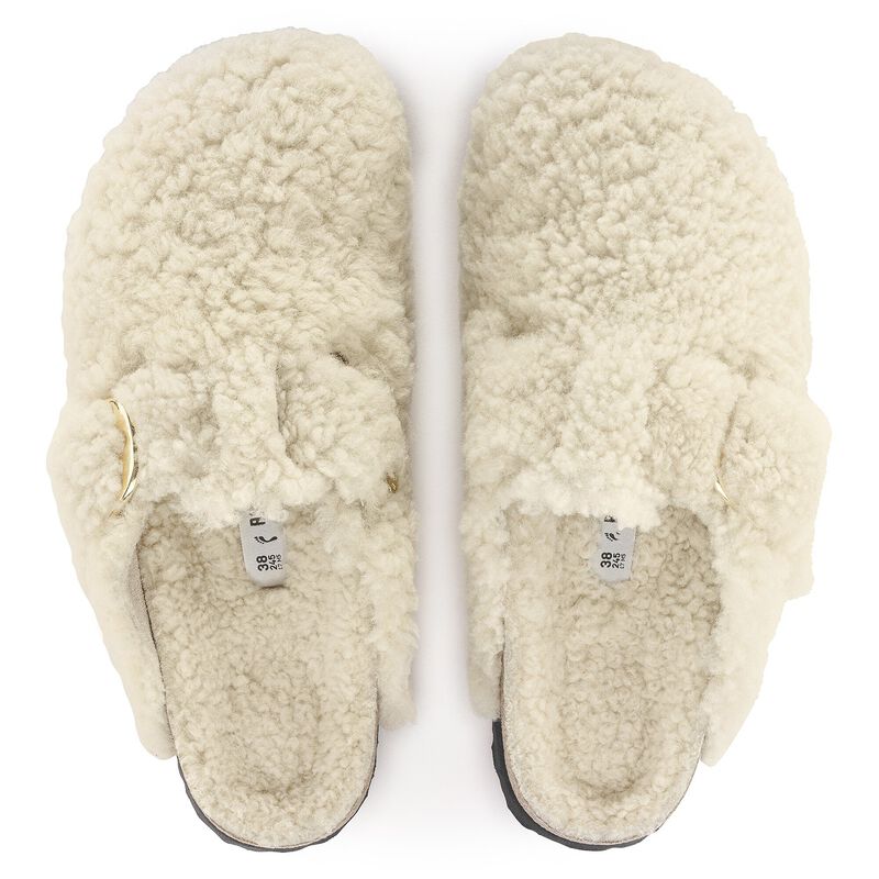 BIRKENSTOCK Boston Big Buckle Fur Teddy Eggshell Soft Sole detail