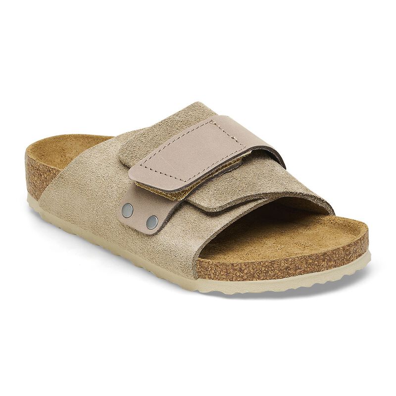 BIRKENSTOCK Kyoto Kids Suede Leather Nubuck Taupe Lounge Fit detail
