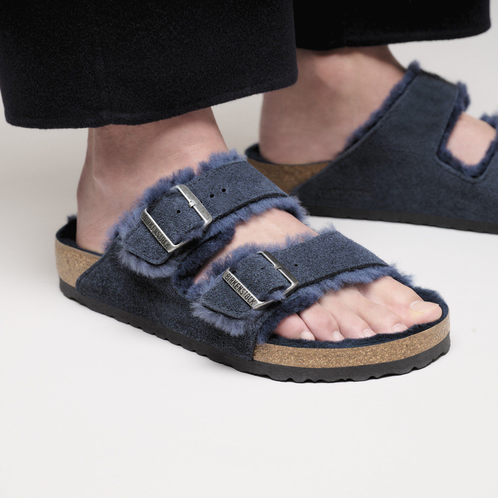 Arizona Shearling Suede Leather in Color New Navy | BIRKENSTOCK US