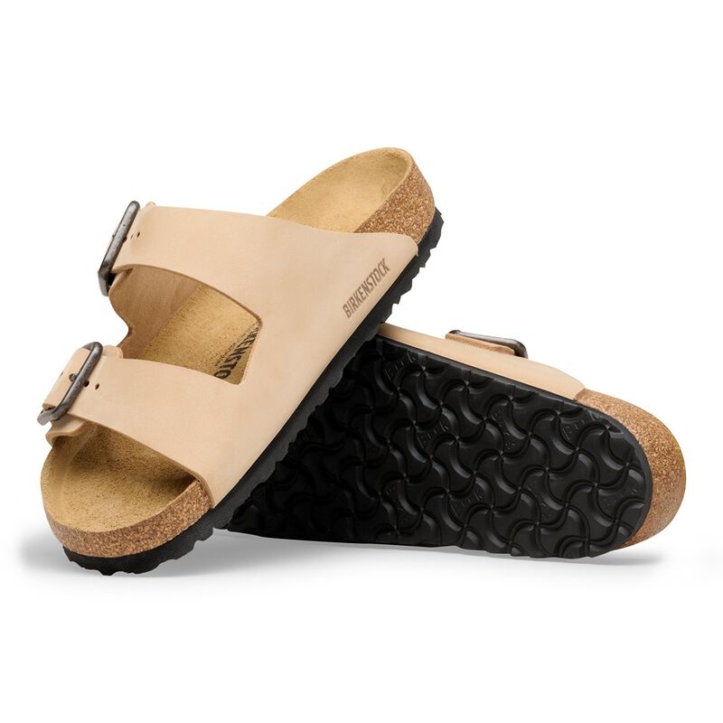 BIRKENSTOCK Arizona Wire Buckle Nubuck Leather Sandcastle Soft Footbed detail