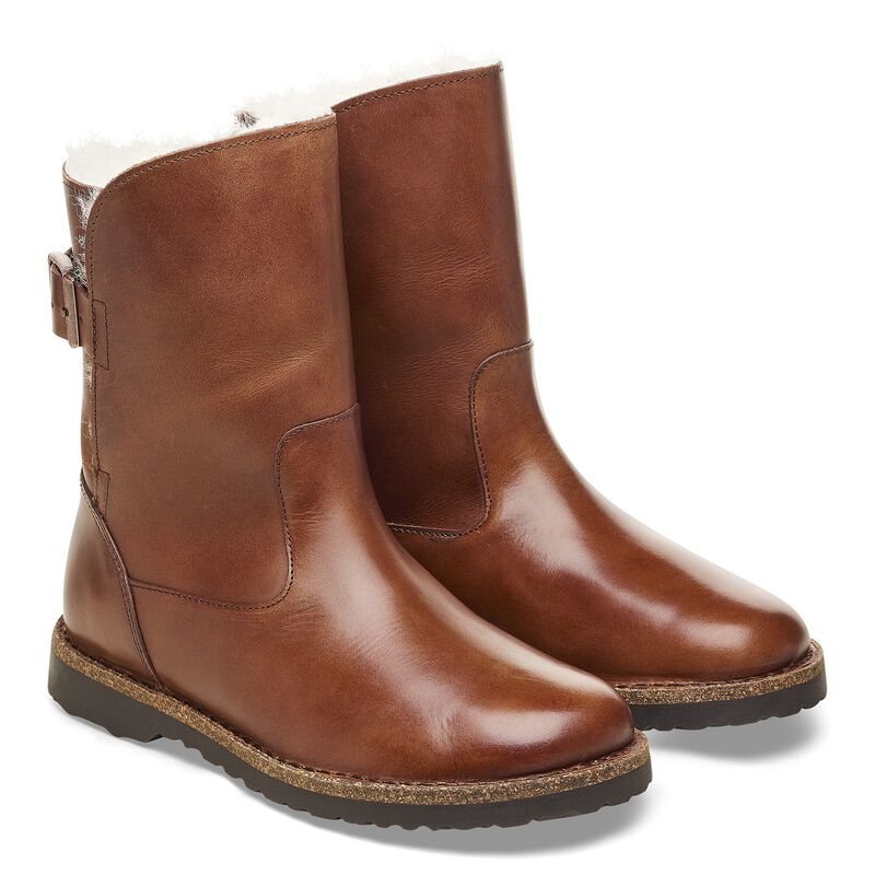 BIRKENSTOCK Uppsala Shearling Natural Leather Cognac Contour Sole detail