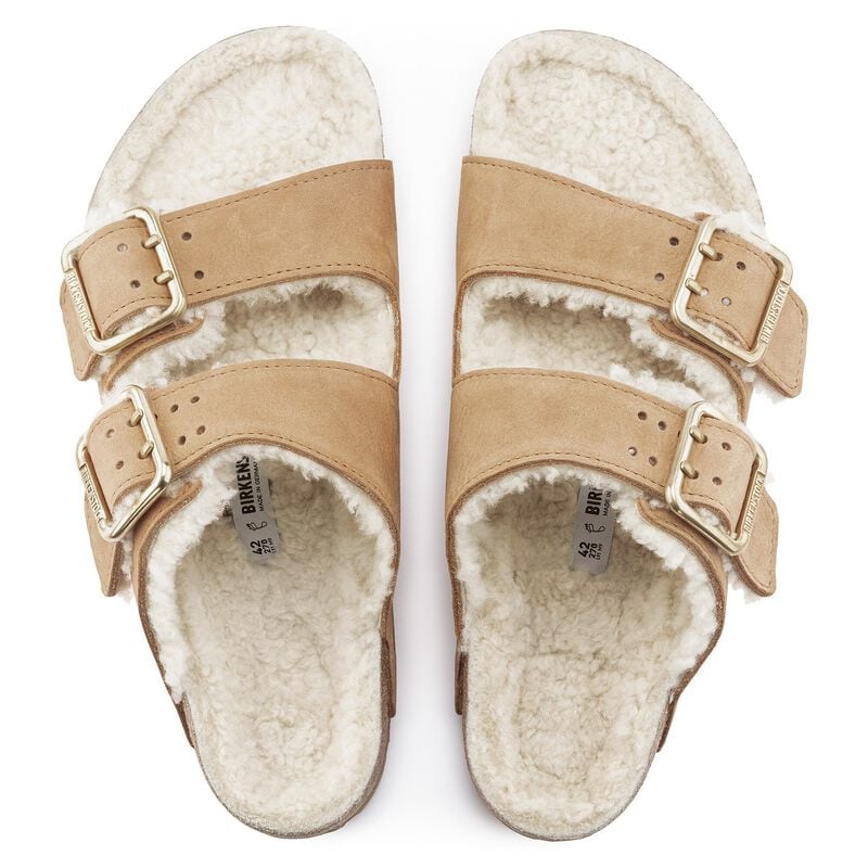 BIRKENSTOCK Arizona Bold Shearling Natural Leather Cognac Walk Edit detail