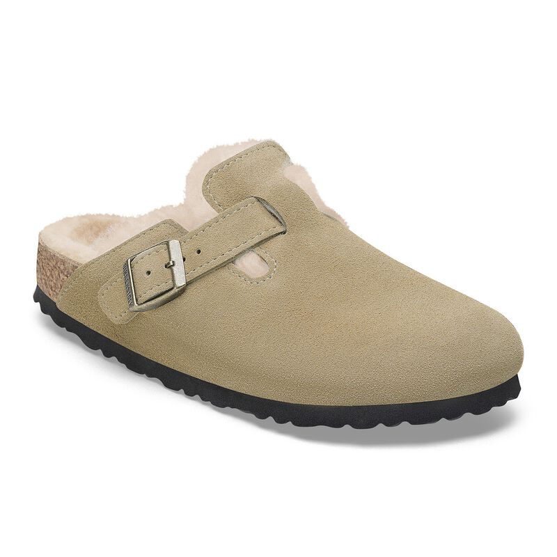 BIRKENSTOCK Boston Shearling Suede Leather Stone Coin Walk Edit detail