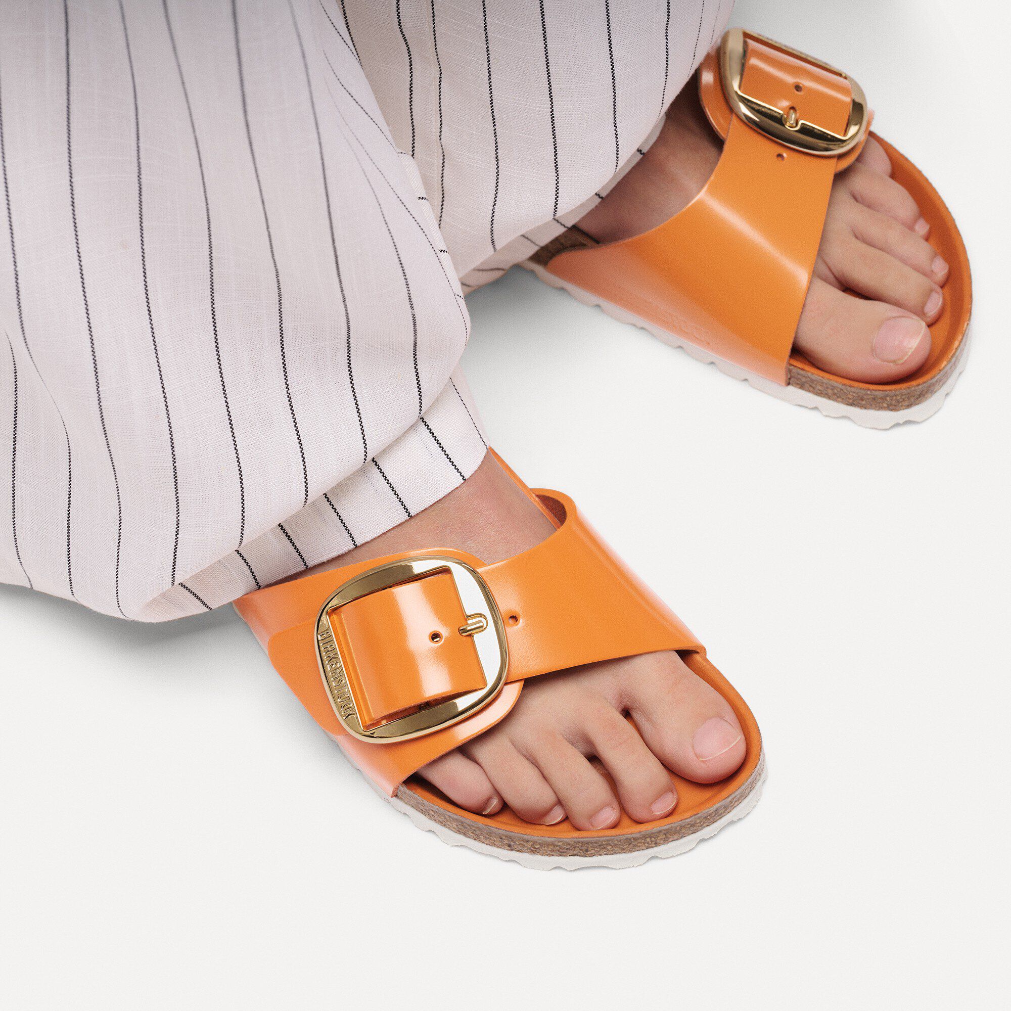 Madrid Big Buckle Natural Leather Patent