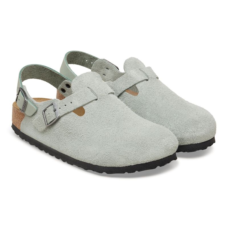 BIRKENSTOCK Tokio Suede Leather Pure Sage Soft Sole detail