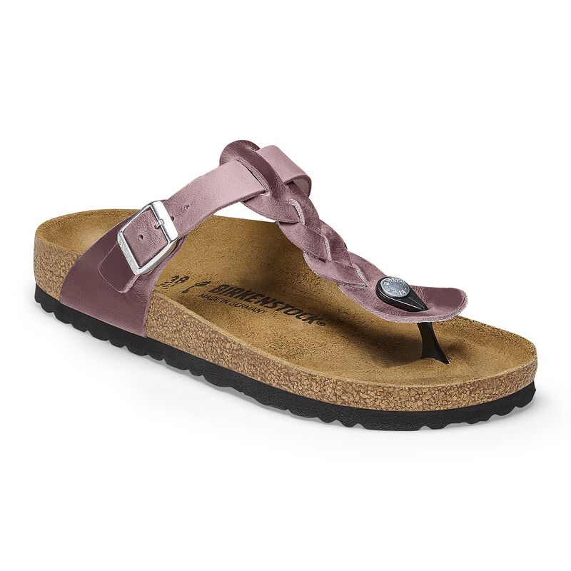 BIRKENSTOCK Gizeh Braided Natural Leather Oiled Habana Lounge Fit detail