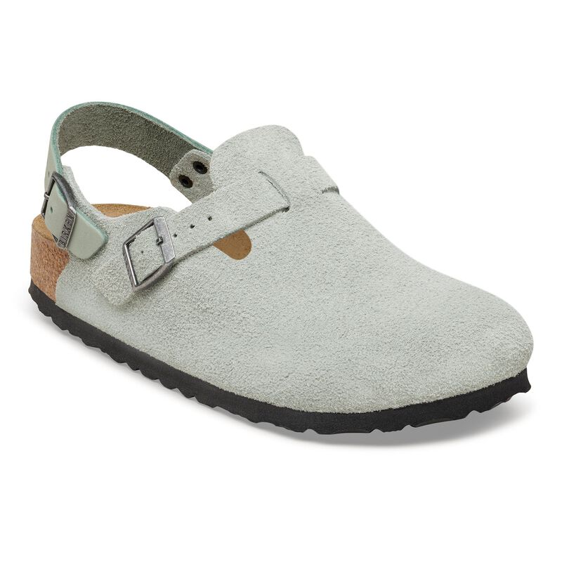 BIRKENSTOCK Tokio Suede Leather Pure Sage Soft Sole detail