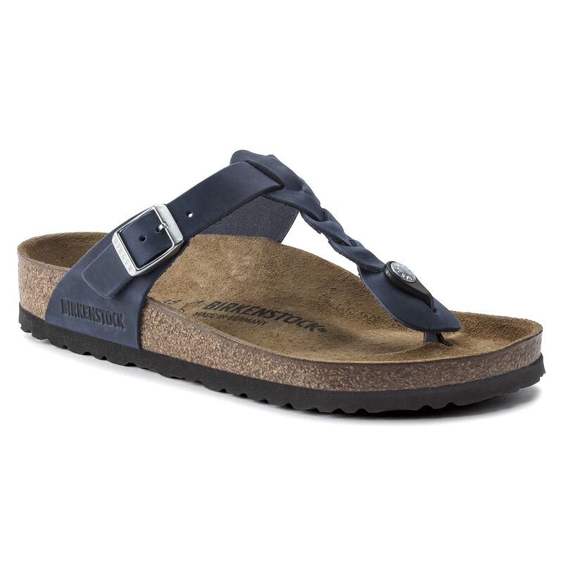 BIRKENSTOCK Gizeh Braided Natural Leather Oiled Habana Lounge Fit detail