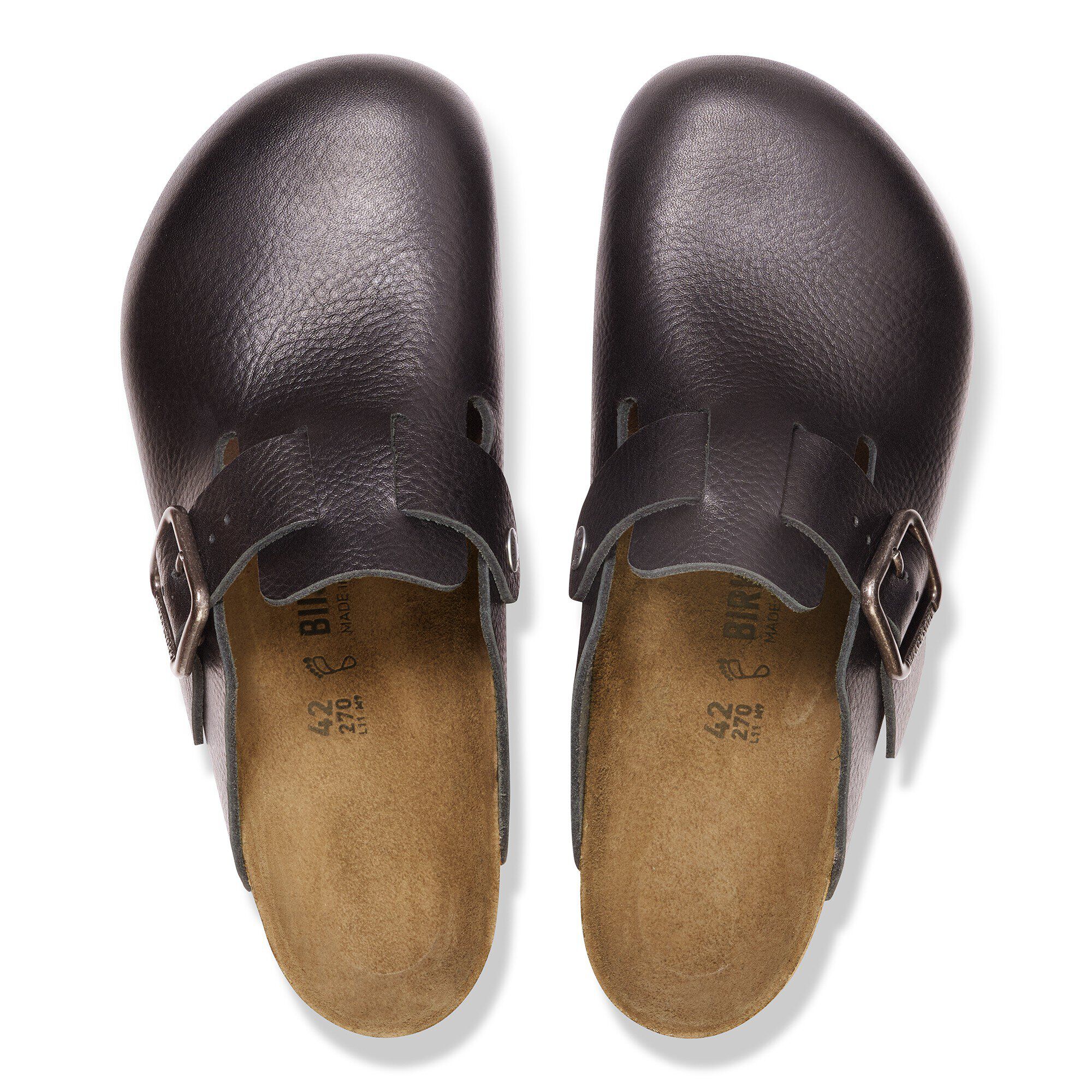 ビルケン Boston WB LE Vintage Wood black 42 Boston Wire Buckle Leather in Color Vintage Wood Black