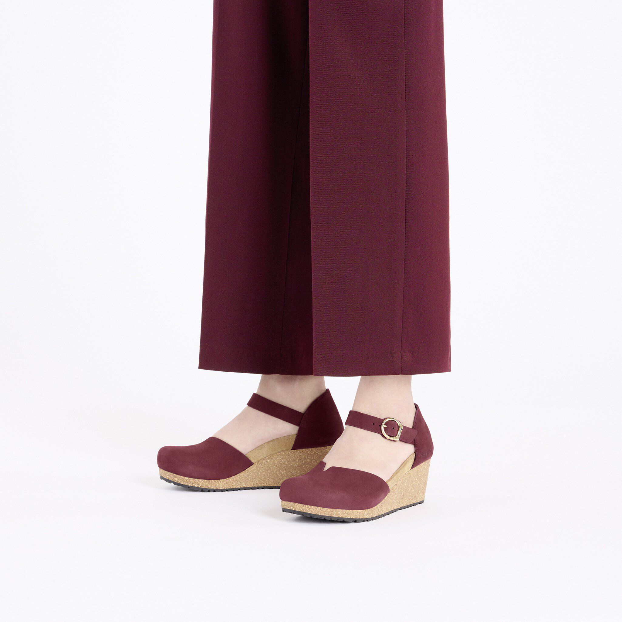 Mary Ring-Buckle Nubuck Leather