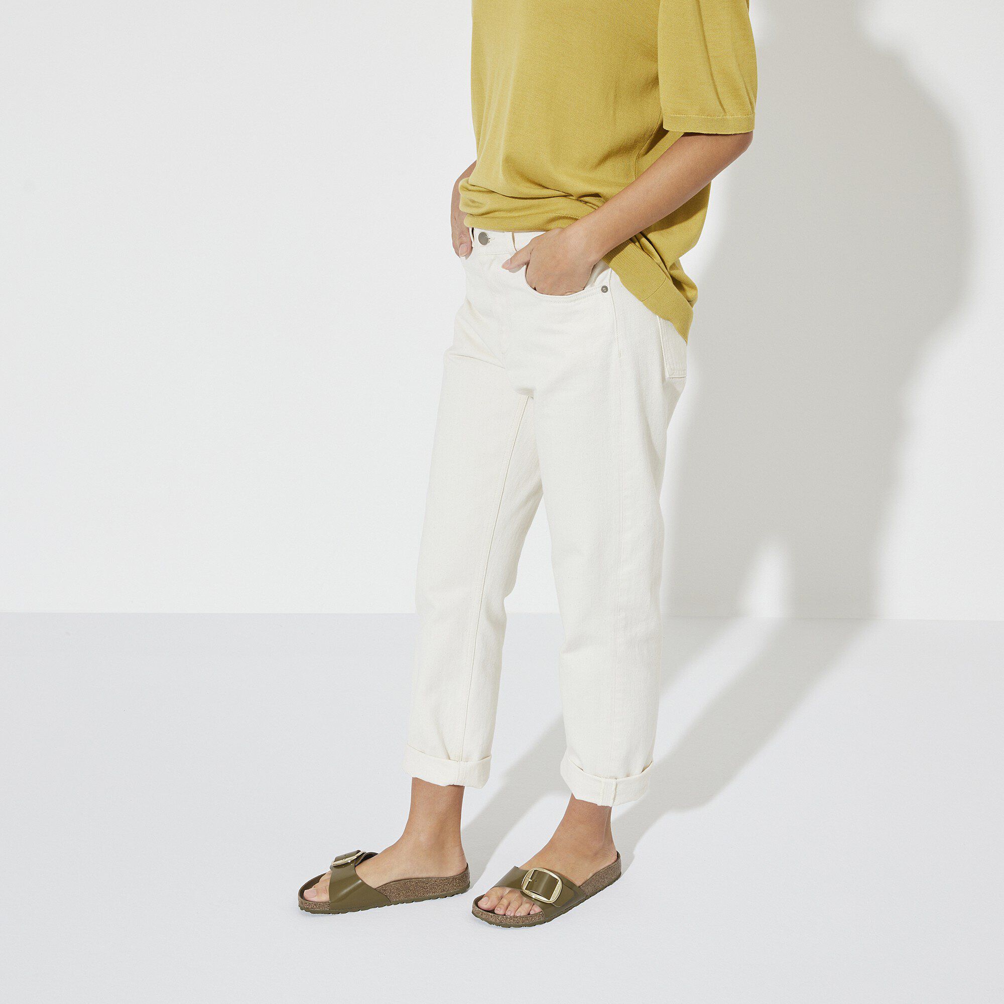 Madrid Big Buckle Natural Leather Patent