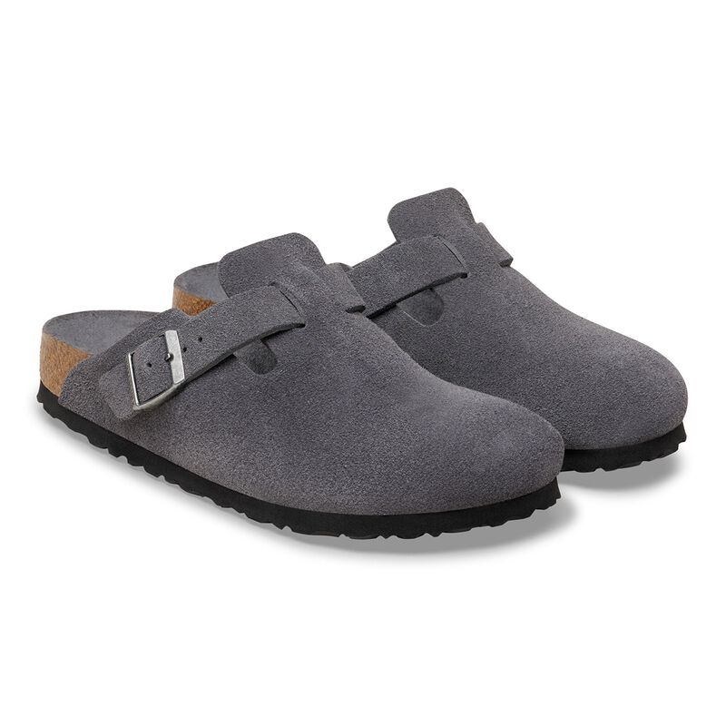 BIRKENSTOCK Boston Soft Footbed Suede Leather Charcoal Walk Edit detail