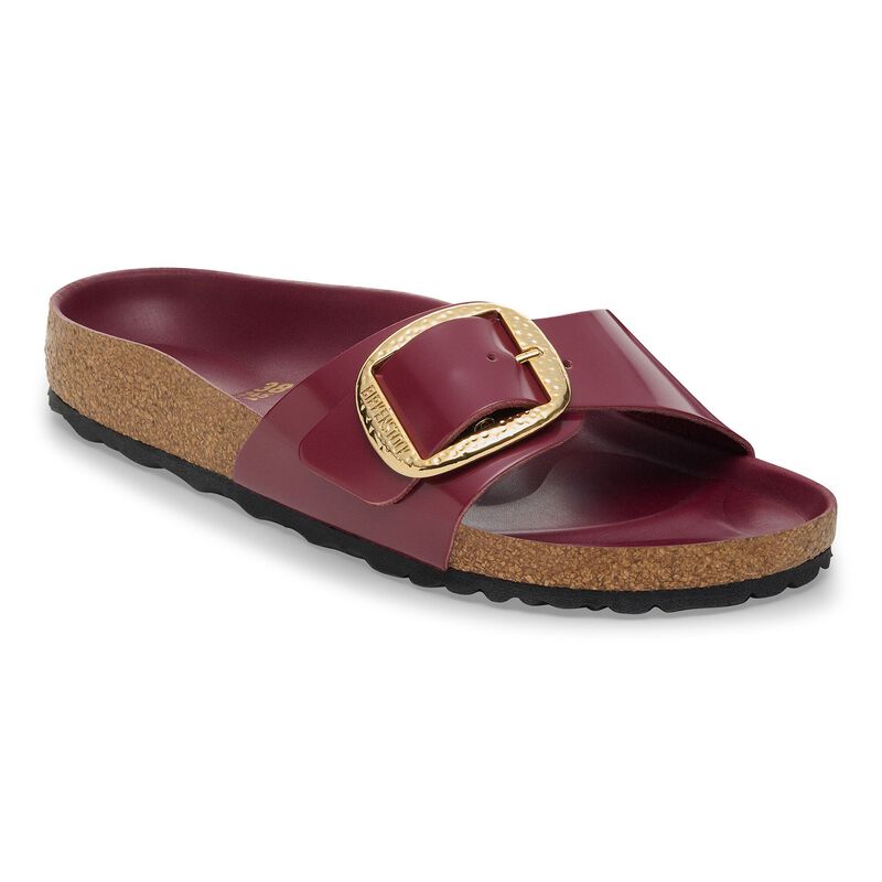 BIRKENSTOCK Madrid Hammered Big Buckle Natural Leather Patent Zinfandel High Shine Trail Easy detail