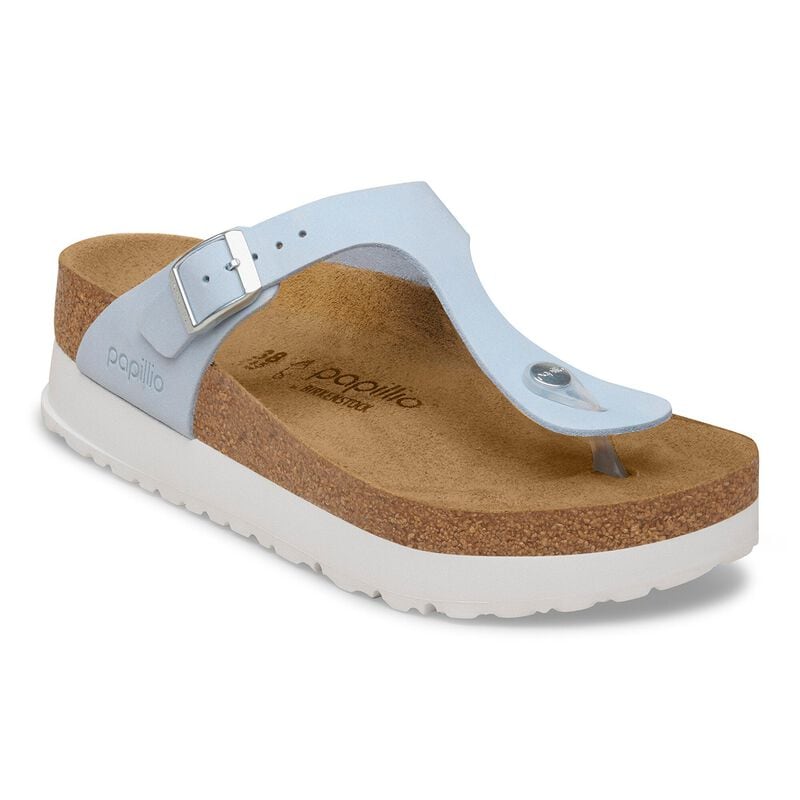 BIRKENSTOCK Gizeh Flex Platform Nubuck Leather Baby Blue Walk Edit detail