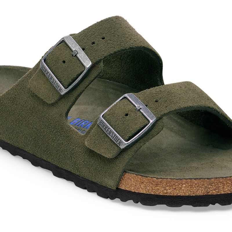 BIRKENSTOCK Arizona Soft Footbed Suede Leather Thyme Tonal Lounge Fit detail