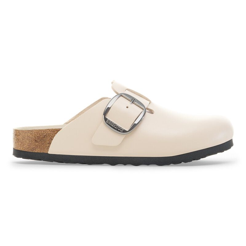 BIRKENSTOCK Boston Big Buckle Natural Leather Oyster Dressy Leather Soft Footbed detail