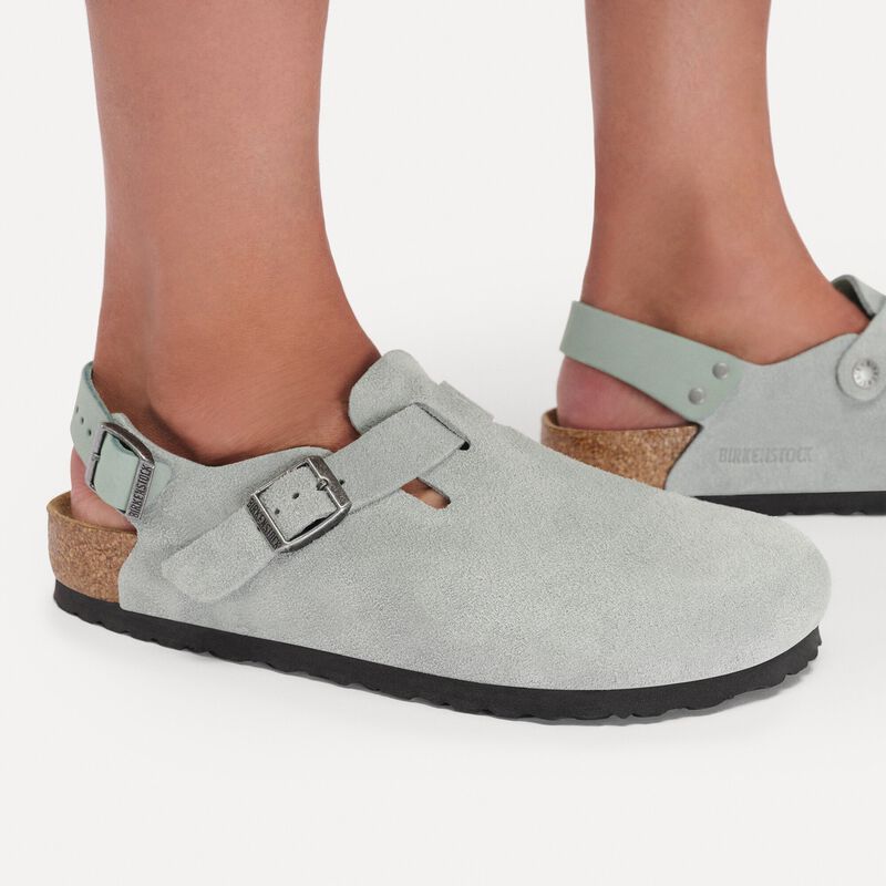 BIRKENSTOCK Tokio Suede Leather Pure Sage Soft Sole detail
