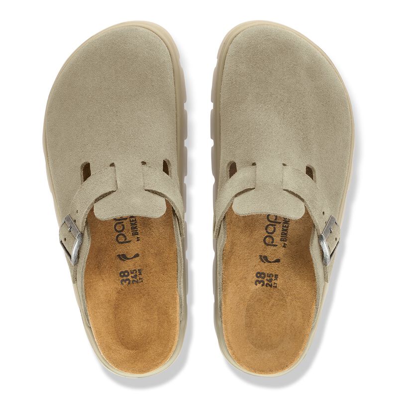BIRKENSTOCK Boston Chunky Suede Leather Taupe Daily Comfort detail