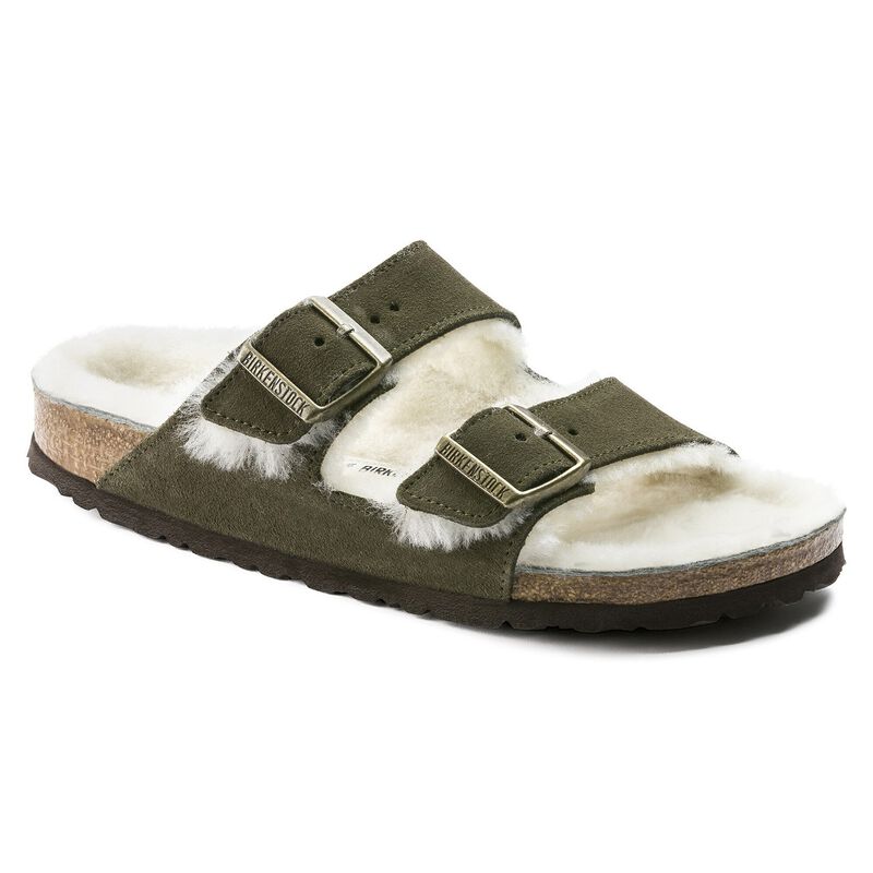 BIRKENSTOCK Arizona Shearling Suede Leather/Fur Taupe Walk Edit detail