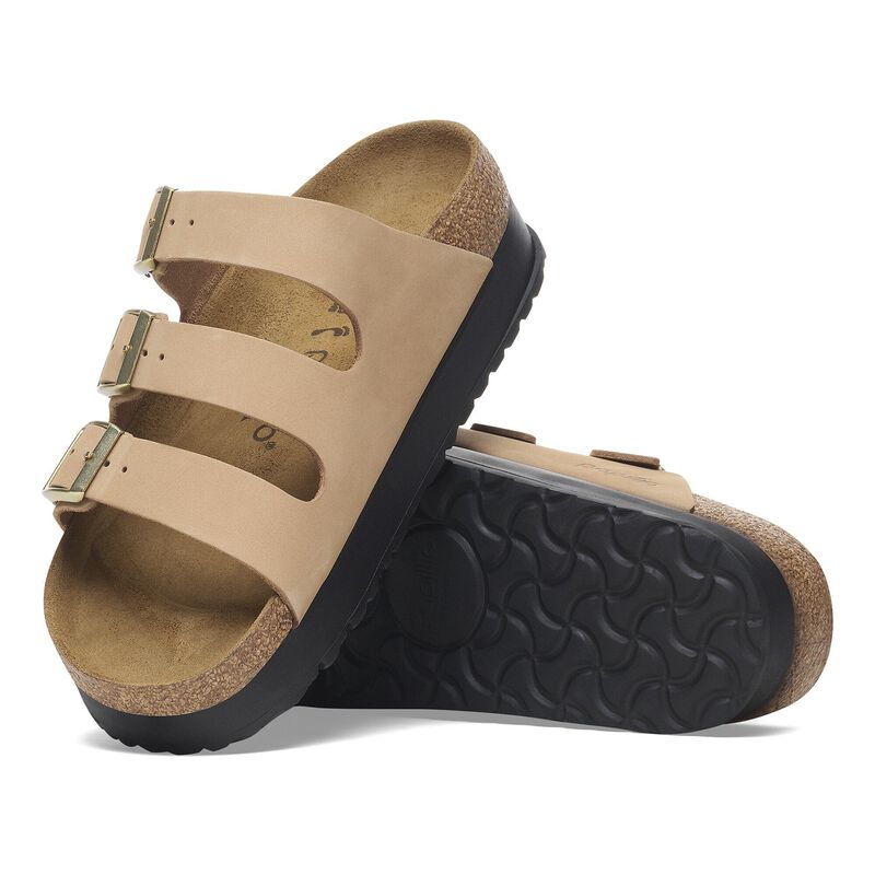 BIRKENSTOCK Florida Flex Platform Nubuck Leather Sandcastle Daily Comfort detail