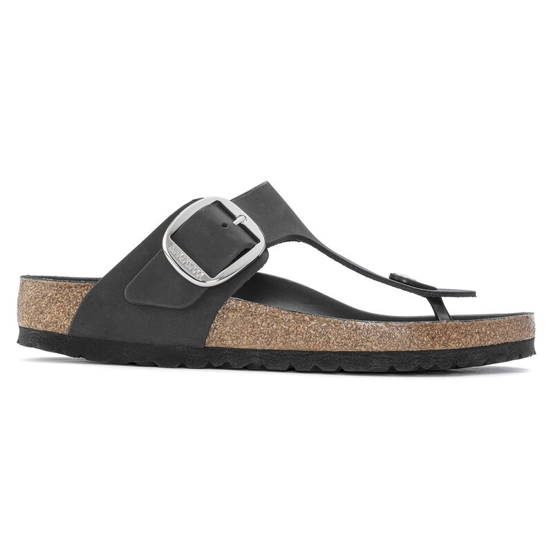 BIRKENSTOCK Gizeh Big Buckle Natural Leather Oiled Black Trail Easy detail