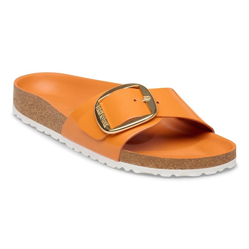 BIRKENSTOCK Madrid Big Buckle Natural Leather Patent High-Shine Kurkuma City Comfort detail