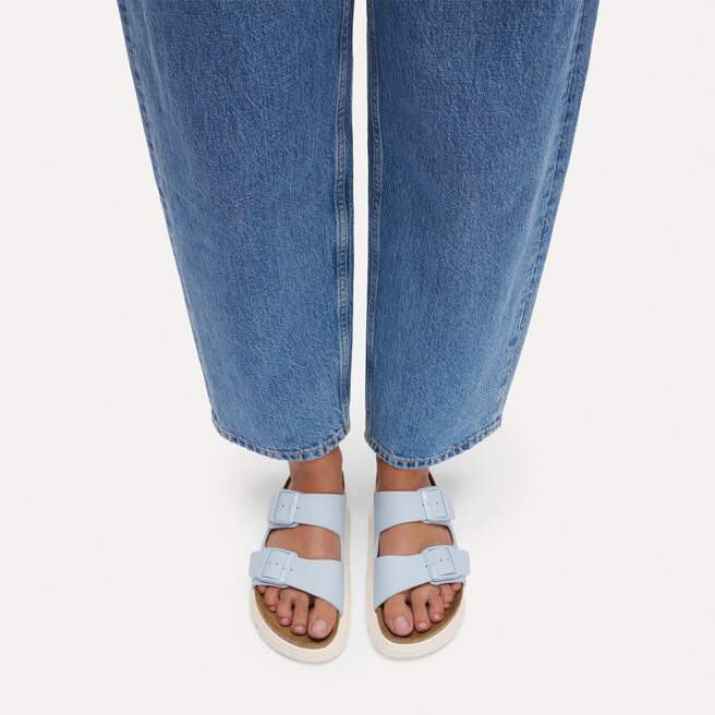 Birkenstock Arizona Chunky Birko-Flor Baby Blue Platform Two-Strap Sandals Birkenstock Arizona Chunky Birko-Flor Baby Blue Platform Two-Strap Sandals