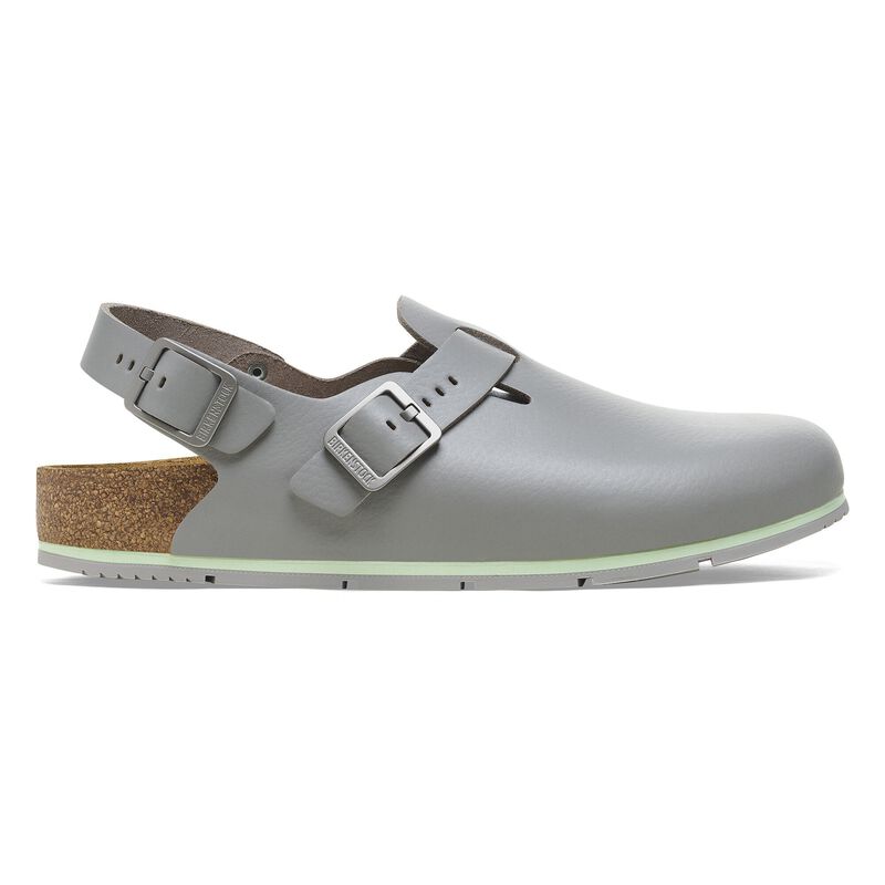 BIRKENSTOCK Tokio PRO Natural Leather Coated Gun Metal Trail Easy detail